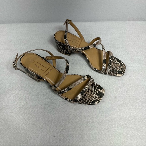 LC Lauren Conrad Shoes Size 7.5 Women's Sandals Snakeskin Heels Strappy … - Picture 3 of 10
